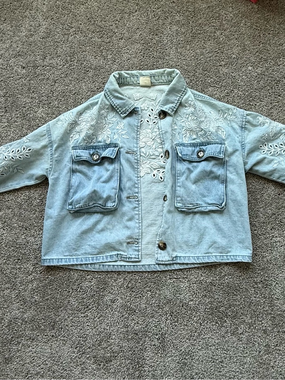 By Together Light Blue Embroidered Denim Jacket